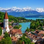 Lake Thun in Switzerland Oberland
