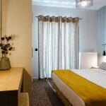 Bedroom in the Theo 3b apartment in Nafplio, Greece