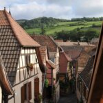 Half-timbered houses street in Alsace