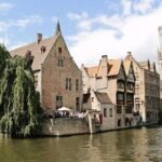 tower, canal, channel, belfry, bruges, historically, places of interest, historic center, idyllic, facades, architecture, medieval city, water, city, river, picturesque, belgium, nature, structures, waterways, construction art, culture, beautiful, city view, romance, tourism, old, old town, masonry, sky, old buildings, bridge, stone bridge, summer, trees, building, antique, ancient building, middle ages, stone wall, world heritage, unesco, unesco world heritage, cultural monument